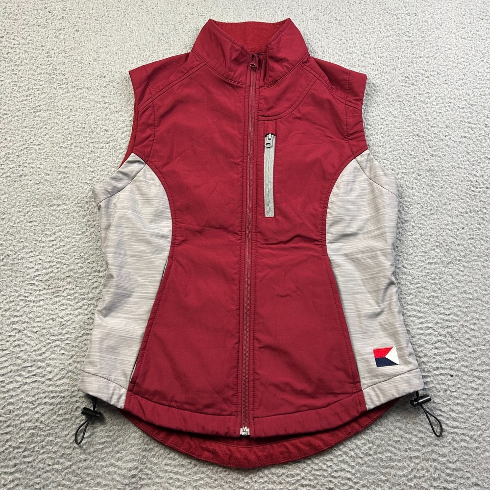 Boathouse Women Red Gray Equinox Softshell Performance Full Zip Vest Small